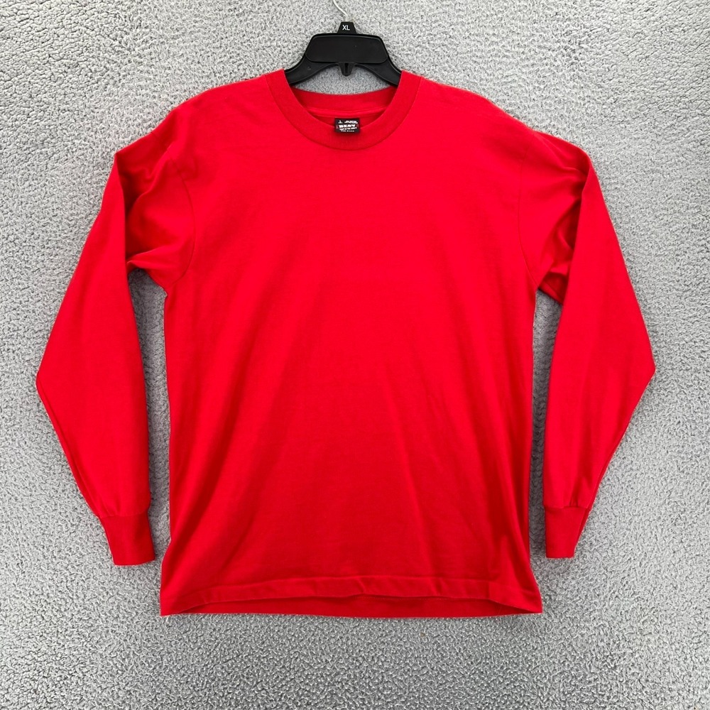 Vintage 90s BEST Fruit of The Loom Red Blank Crewneck Sweatshirt Men's Large USA